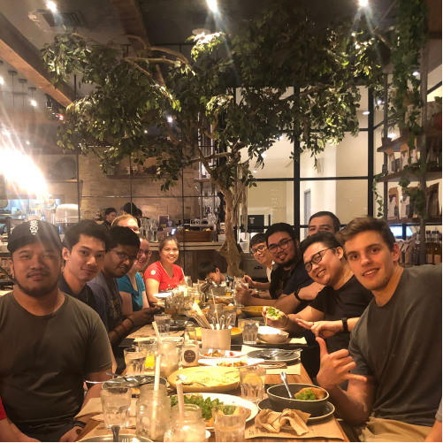 tawk.to team members at a team dinner